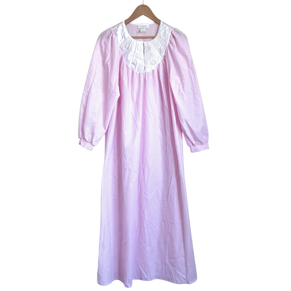 Vintage Komar Modest Long Nightgown Size S 8-10 Pink Homestead Prairie Feminine‎